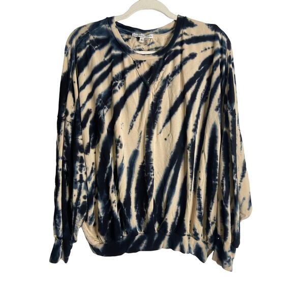 Young Fabulous & Broke Juliette Tie Dye Crew Neck Sweatshirt Blue Safari Size L - Picture 1 of 7